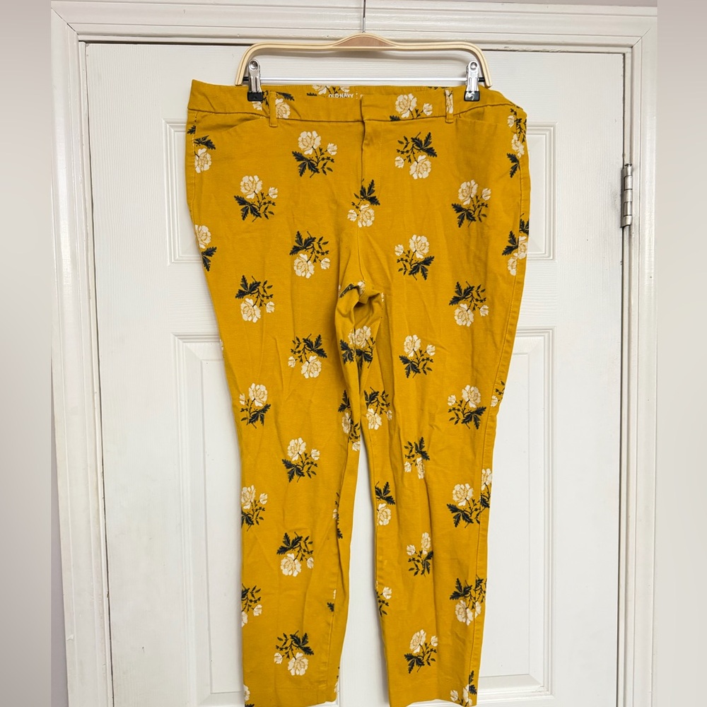 Mustard Yellow Floral Print Pixie Pants